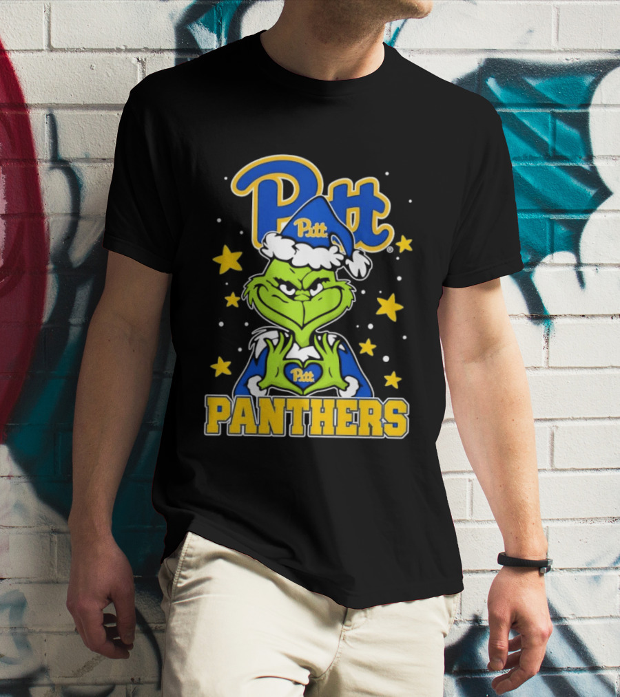 Pitt Panthers The Grinch Heart Hands University Of Pittsburgh T-Shirt