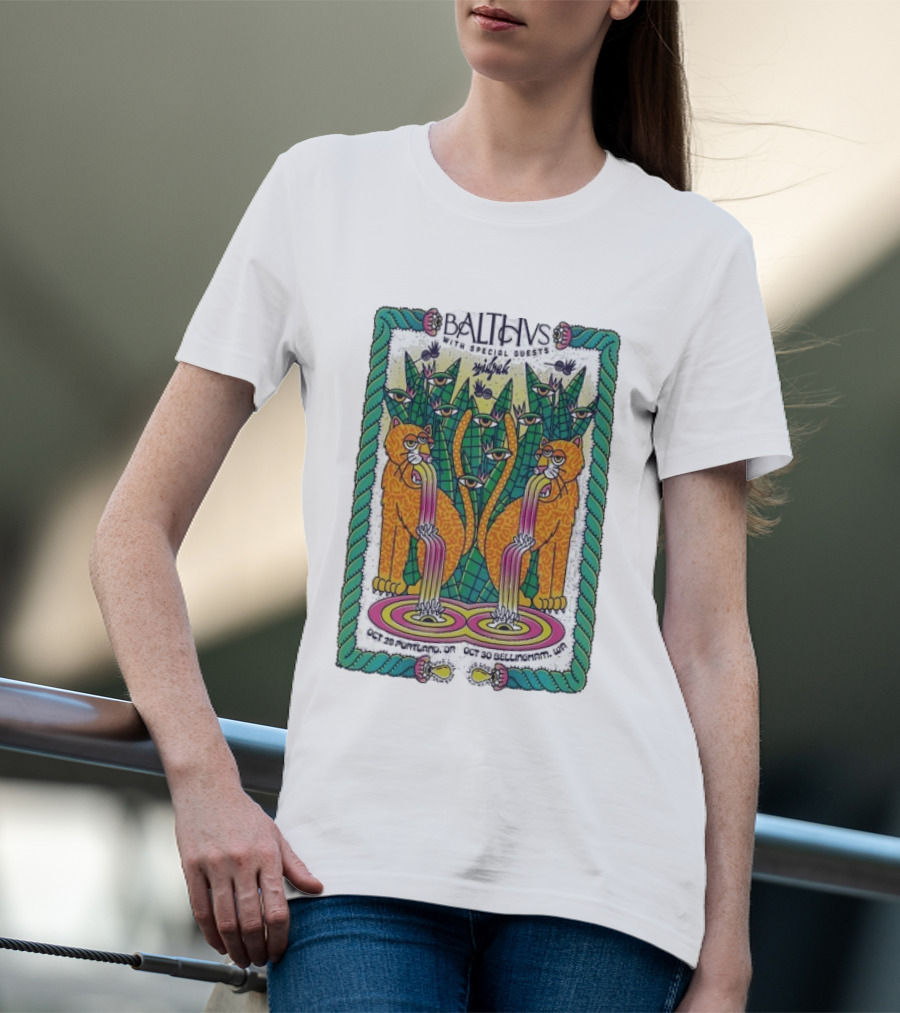 Balthvs With Special Guests Midpak October 29 Portland October 30 Bellingham Psychedelic Eye Design With Tigers And Abstract T-Shirt