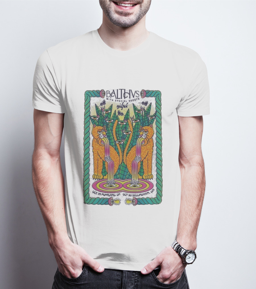 Balthvs With Special Guests Midpak October 29 Portland October 30 Bellingham Psychedelic Eye Design With Tigers And Abstract T-Shirt