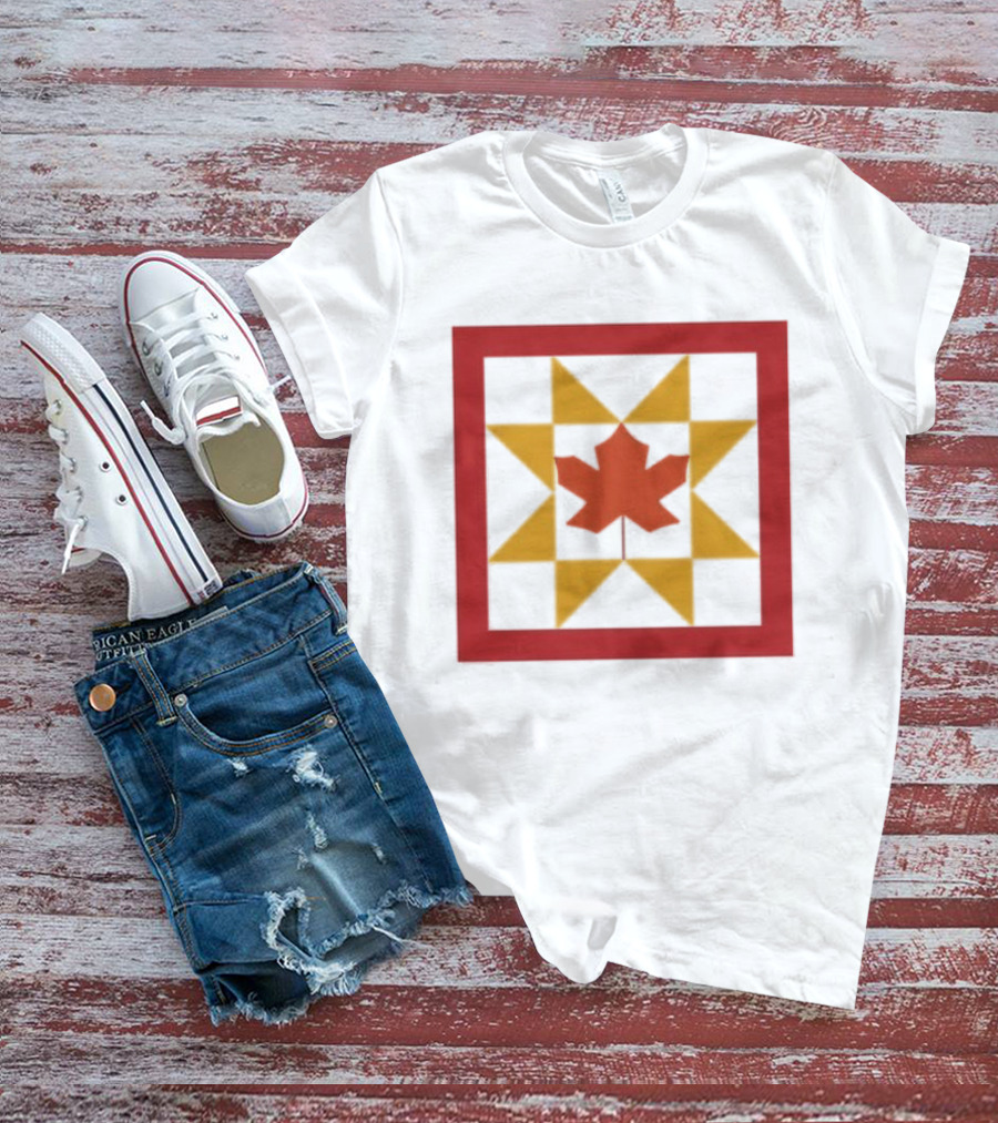 Kentucky Fall Quilt Maple Leaf Star Patchwork T-Shirt