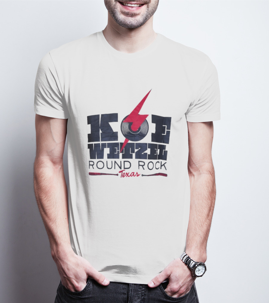 Koe Wetzel Round Rock Texas Red Lightning Bolt And Record T-Shirt