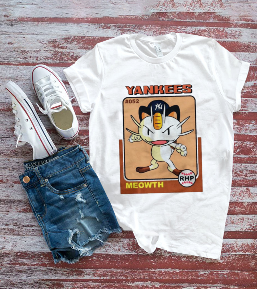 Yankees Meowth #052 RHP Baseball Card T-Shirt
