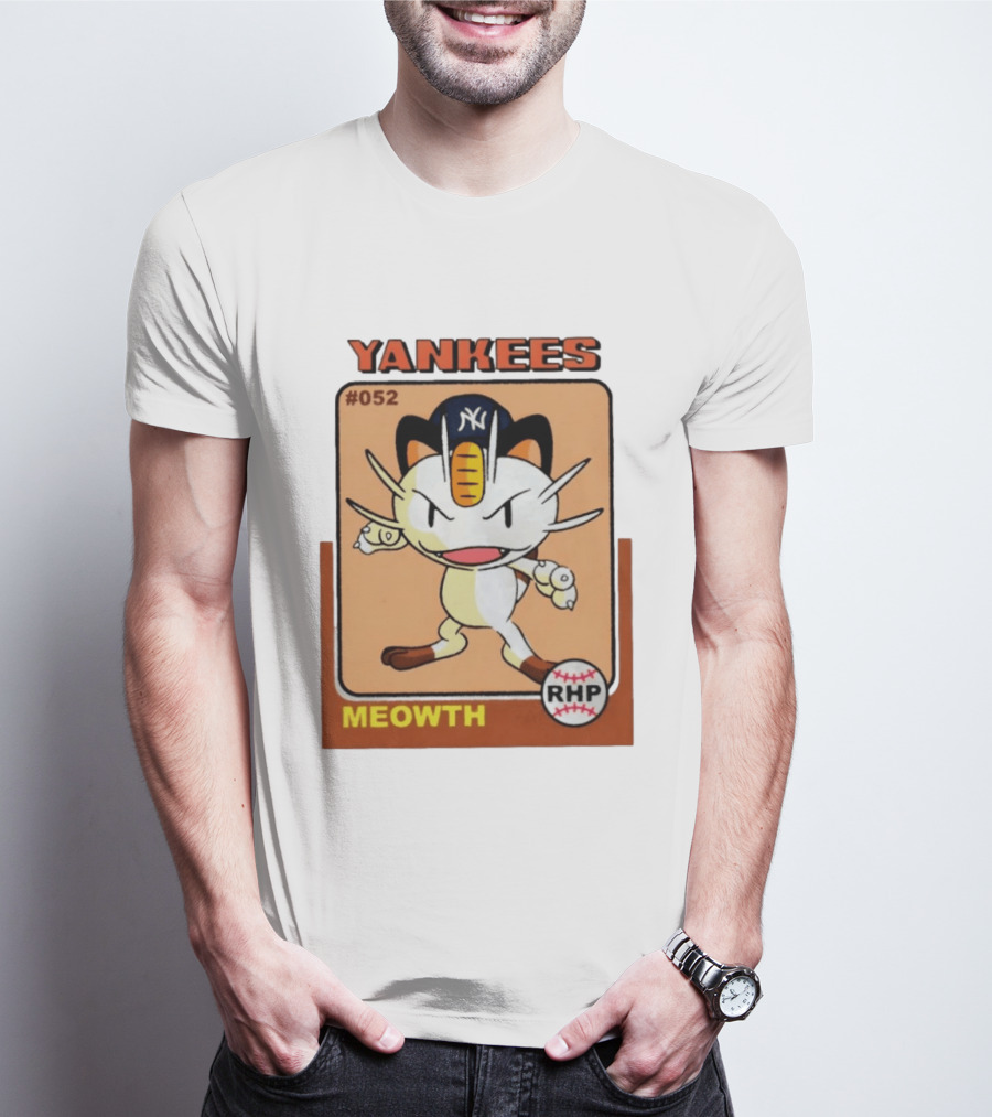 Yankees Meowth #052 RHP Baseball Card T-Shirt