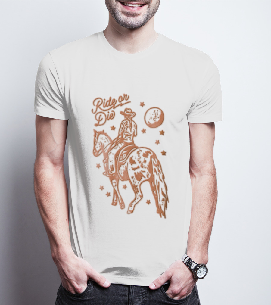 Ride Or Die Cowgirl Horse Under Stars And Moon T-Shirt