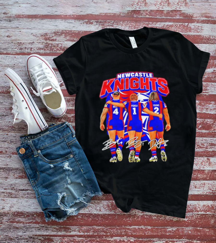 Newcastle Knights Best Ponga Young Football Signatures T-Shirt