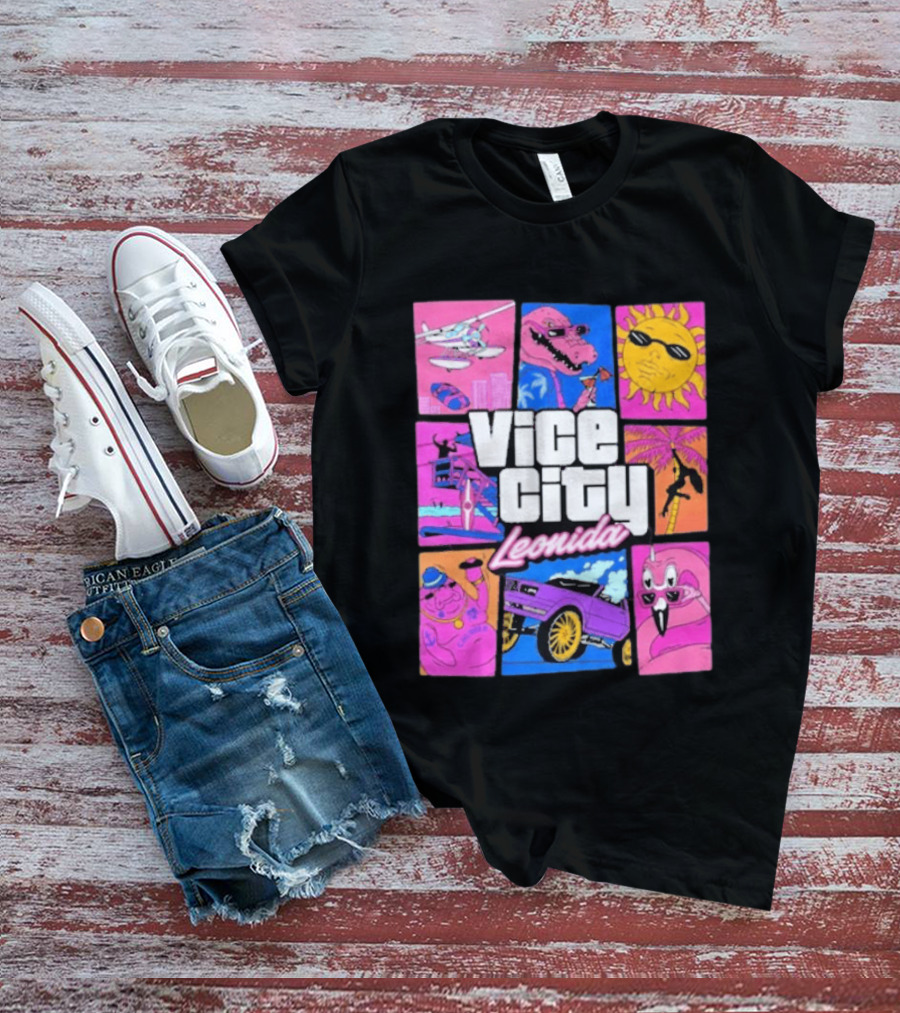 Vice City Leonida Sun Shades Crocodile Pink Car T-Shirt