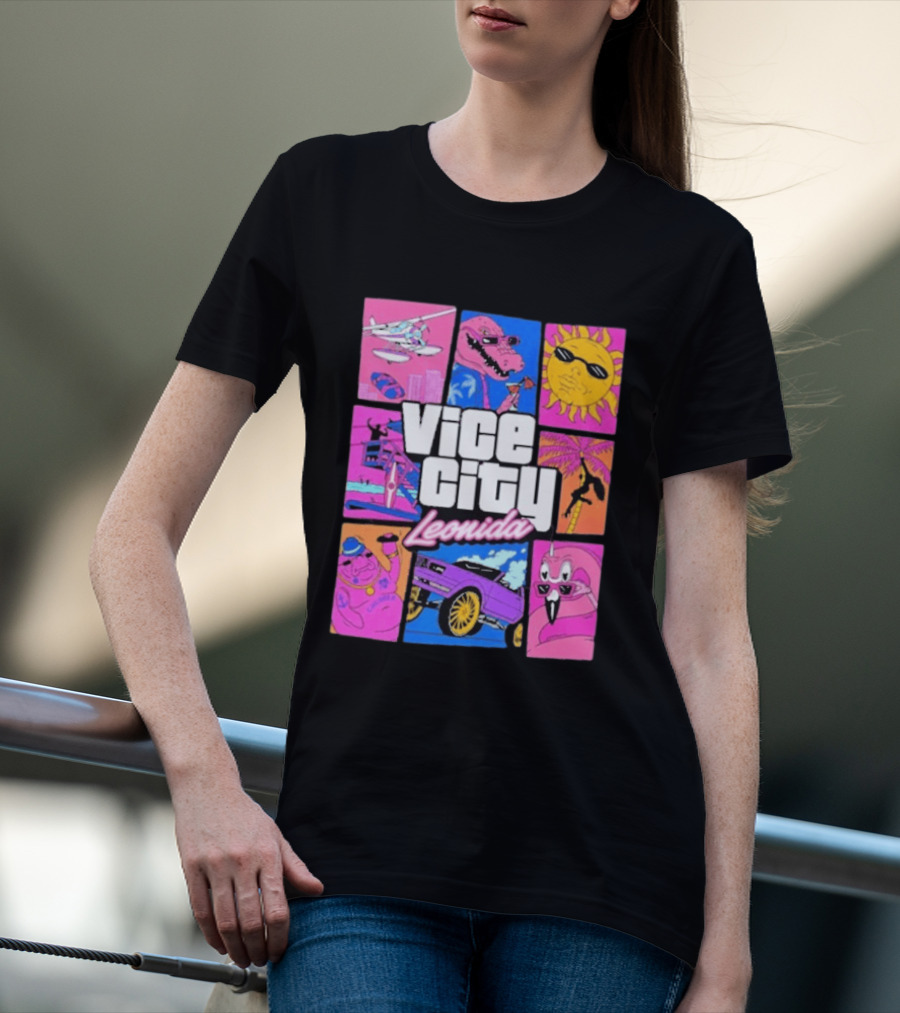 Vice City Leonida Sun Shades Crocodile Pink Car T-Shirt