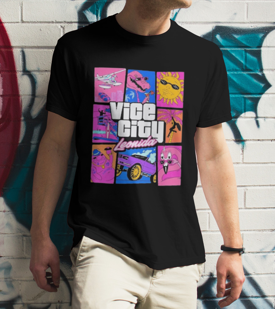 Vice City Leonida Sun Shades Crocodile Pink Car T-Shirt