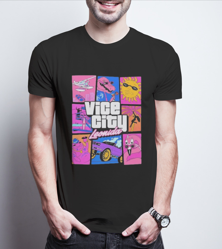 Vice City Leonida Sun Shades Crocodile Pink Car T-Shirt