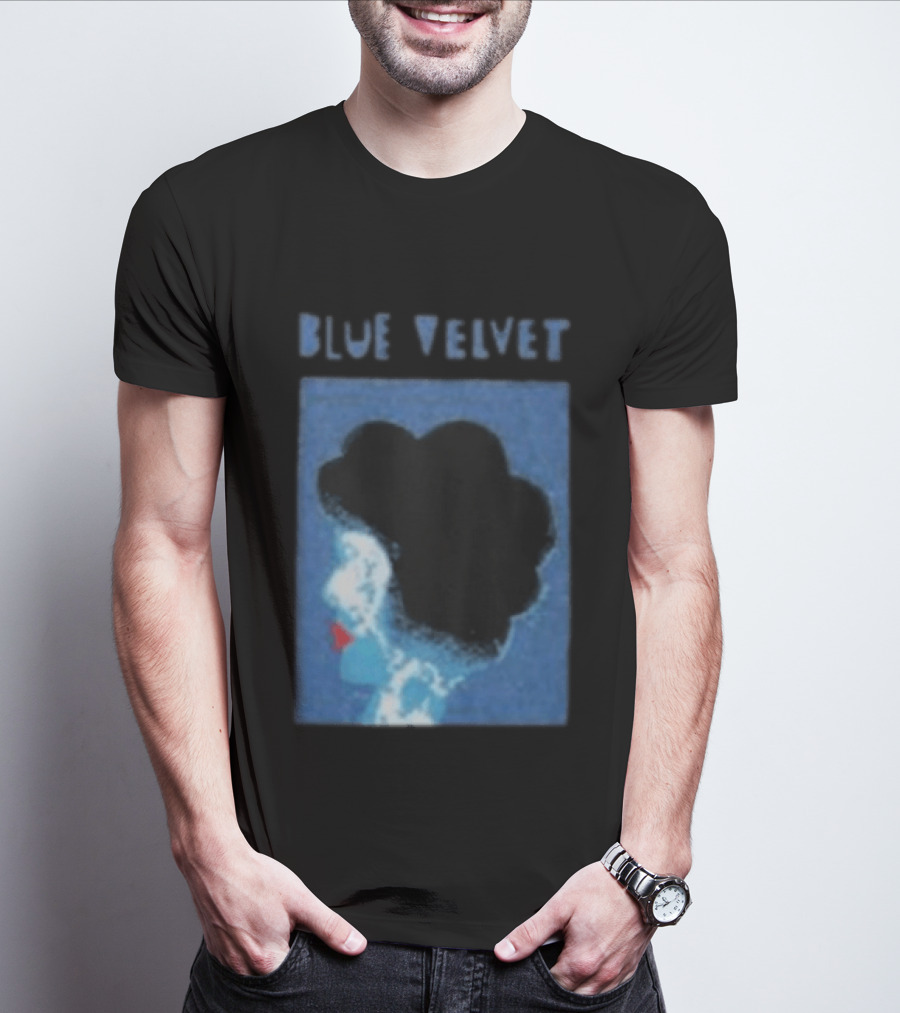 Blue Velvet Afro Silhouette Red Lips T-Shirt
