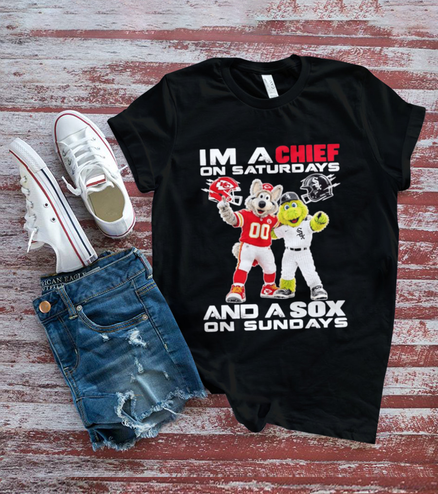 I'm A Chief On Saturdays And A Sox On Sundays Kansas City Chicago Mascots T-Shirt