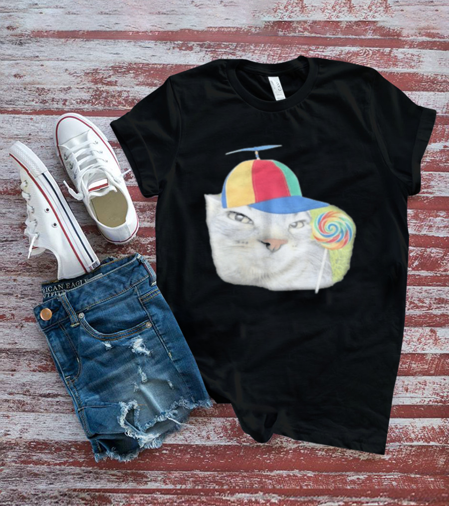 Silly Kitty Cat Candy Rainbow Cap Lollipop T-Shirt