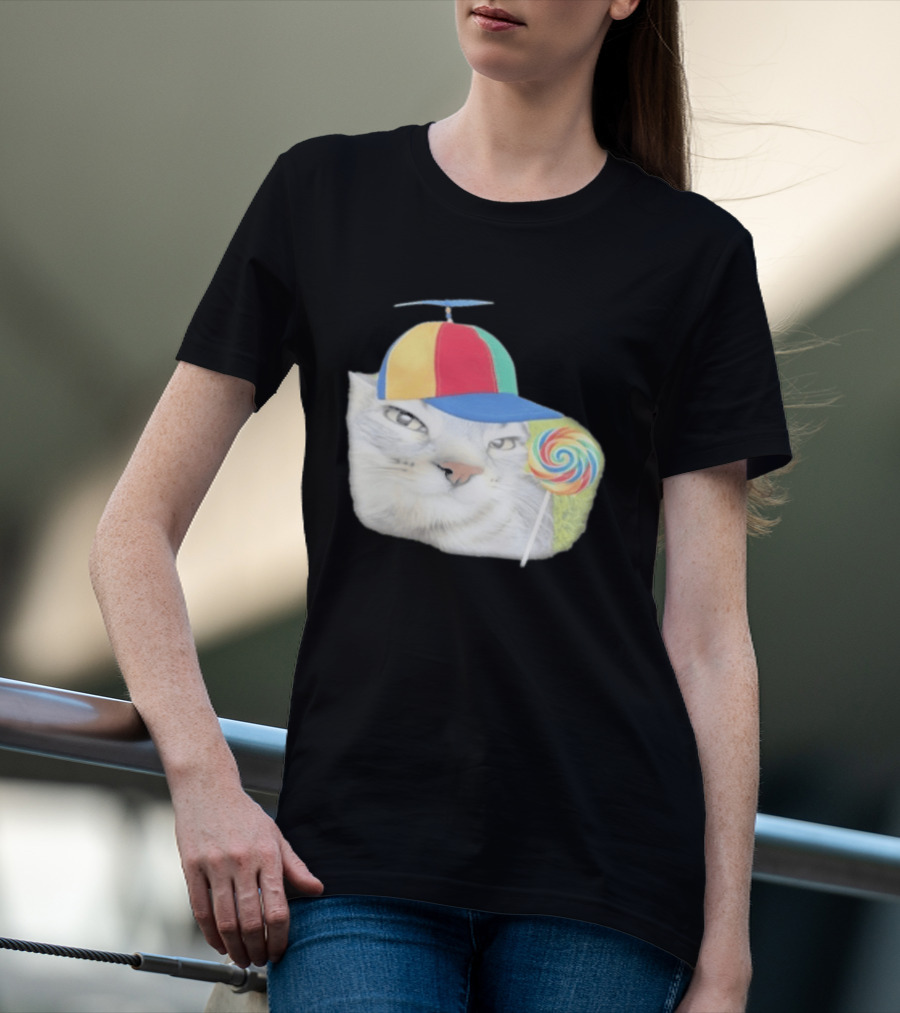 Silly Kitty Cat Candy Rainbow Cap Lollipop T-Shirt
