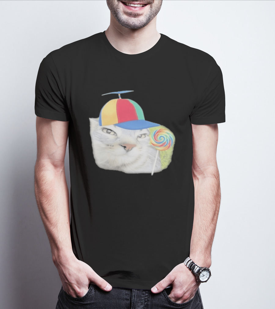 Silly Kitty Cat Candy Rainbow Cap Lollipop T-Shirt