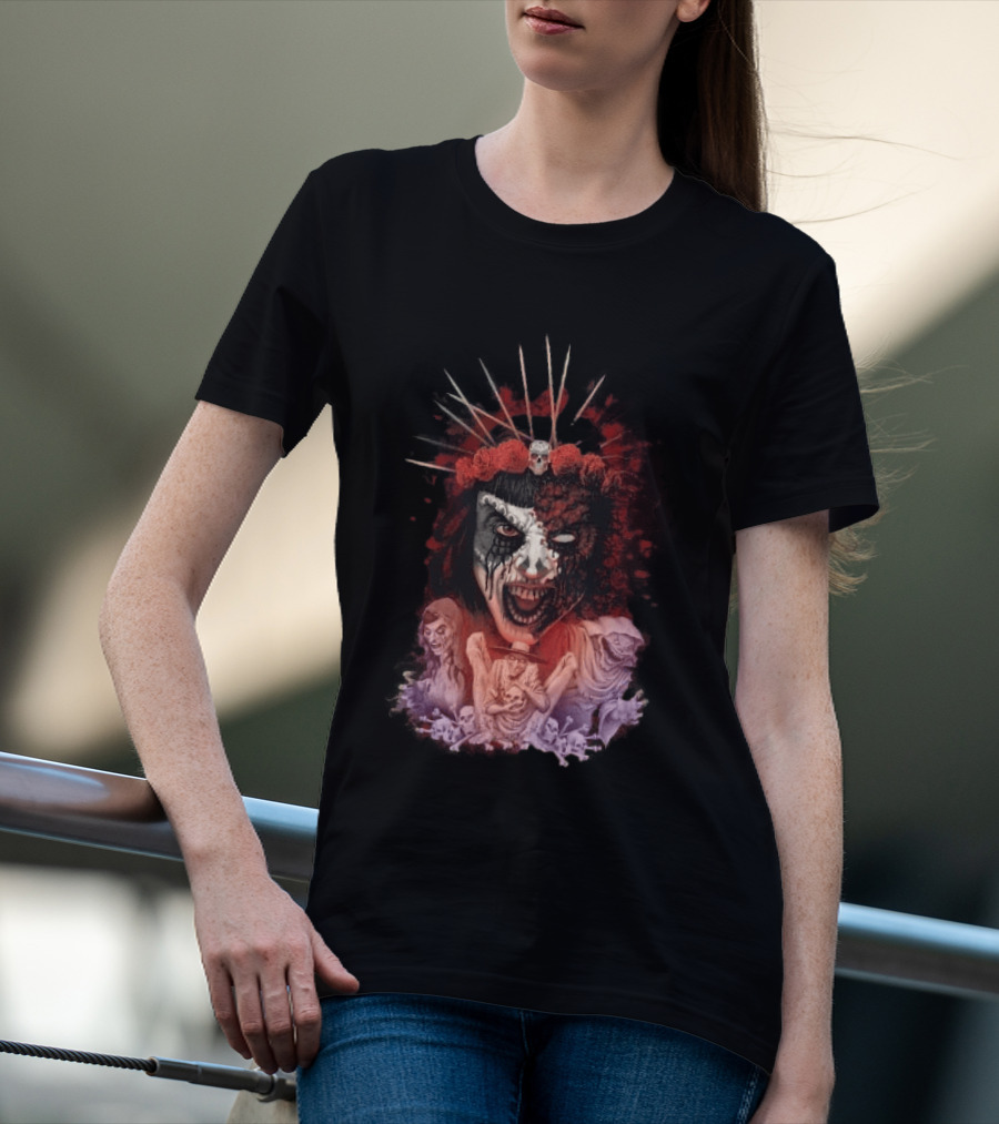 Universal Halloween Horror Nights 2026 Masked Horror Queen And Ghoulish Figures T-Shirt