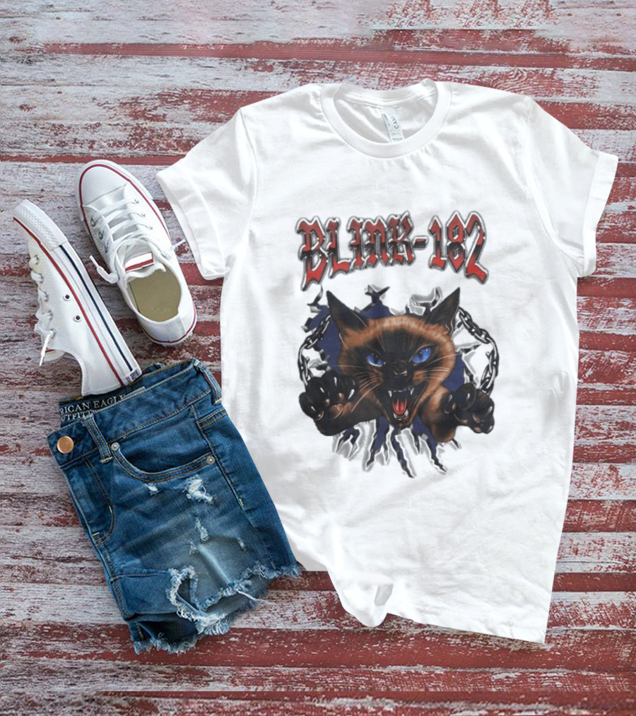 Blink 182 Cheshire Cat Angry Siamese Chain Breakout T-Shirt