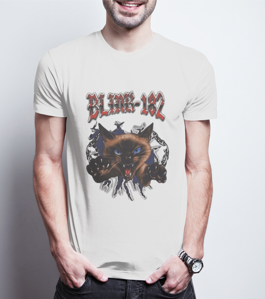 Blink 182 Cheshire Cat Angry Siamese Chain Breakout T-Shirt