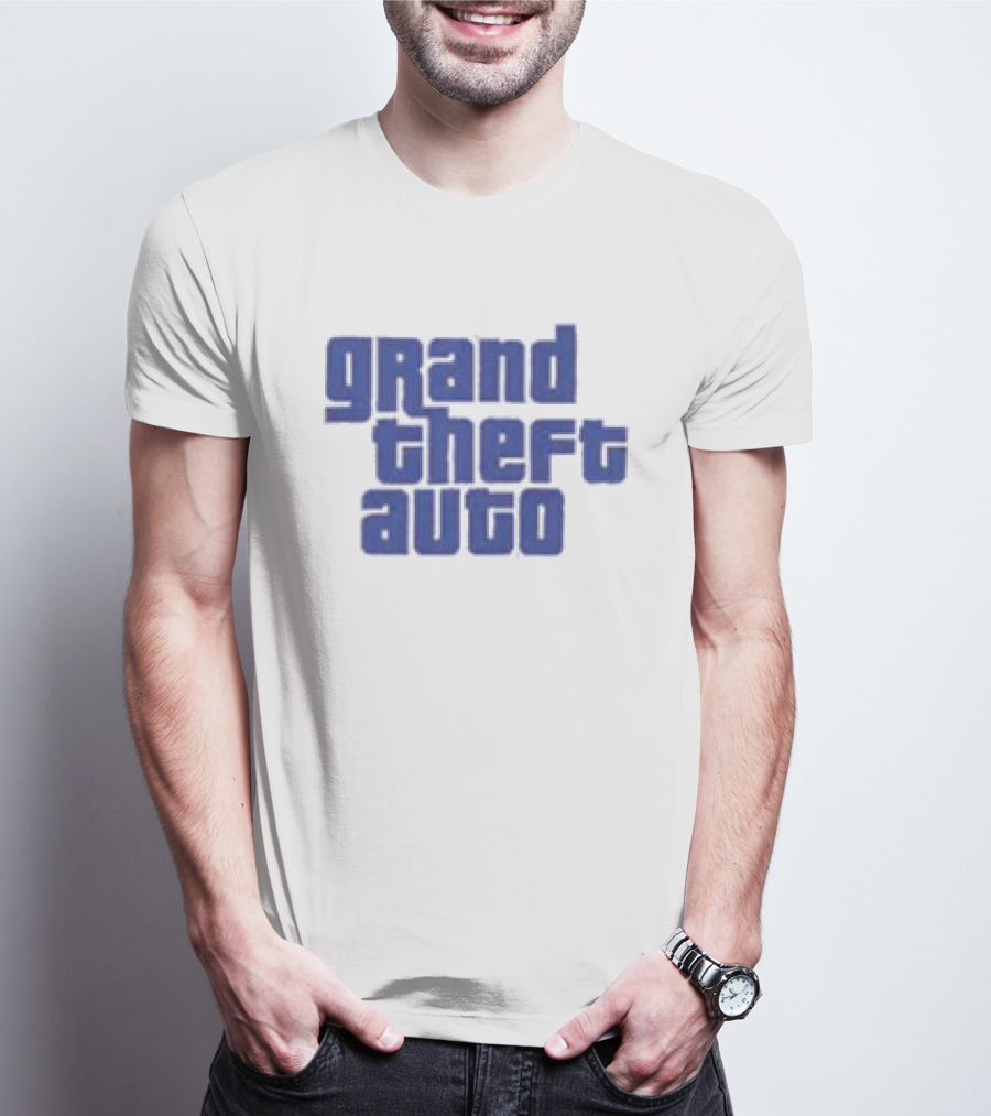 Grand Theft Auto Vintage Text Graphic Blue Aesthetic T-Shirt