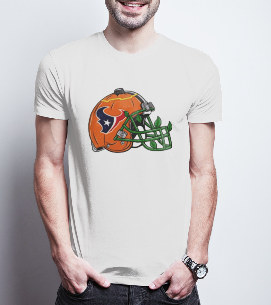 Houston Texans Pumpkin Helmet Halloween Football Fan T-Shirt
