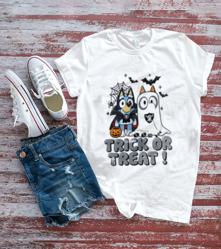 Las Vegas Raiders Bluey Trick Or Treat Halloween Costume Party T-Shirt