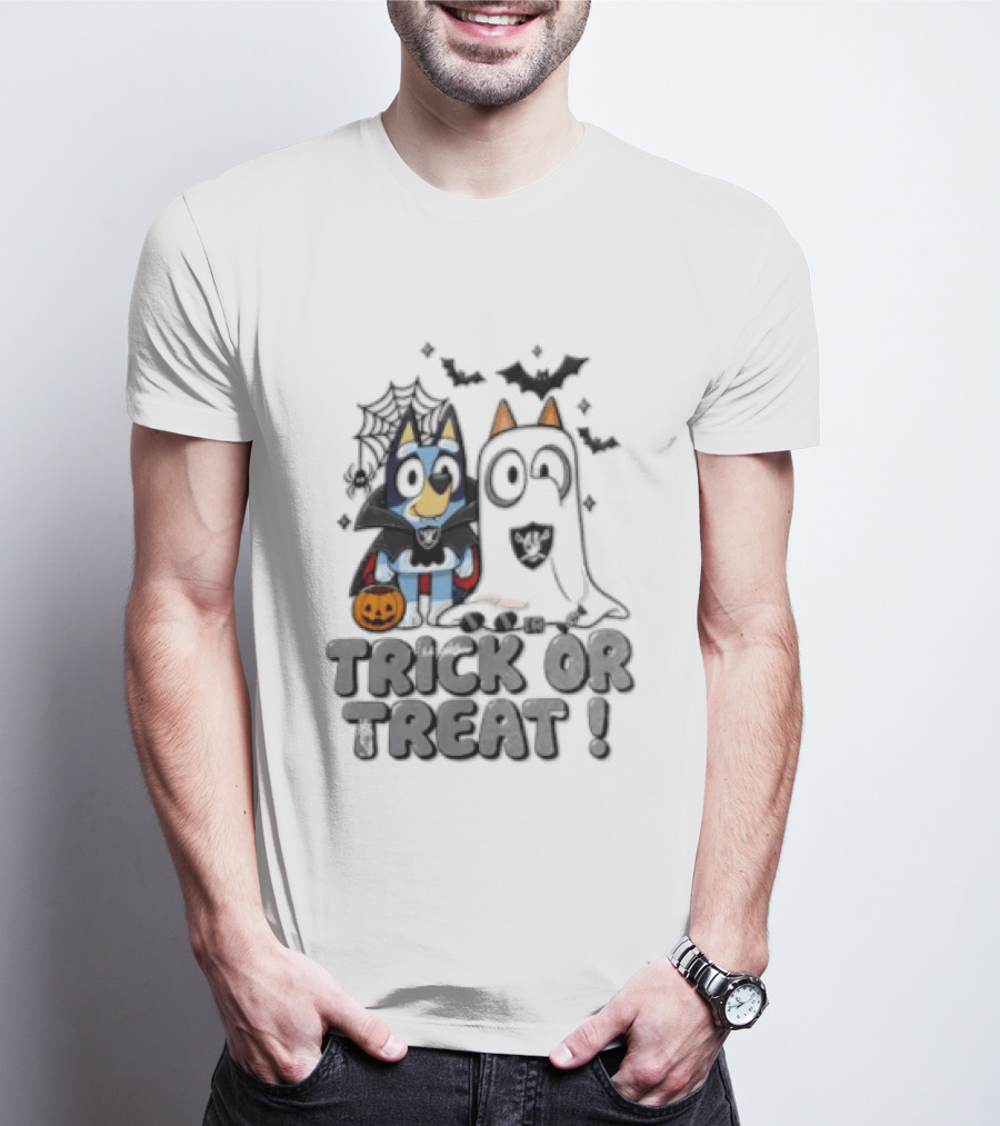 Las Vegas Raiders Bluey Trick Or Treat Halloween Costume Party T-Shirt
