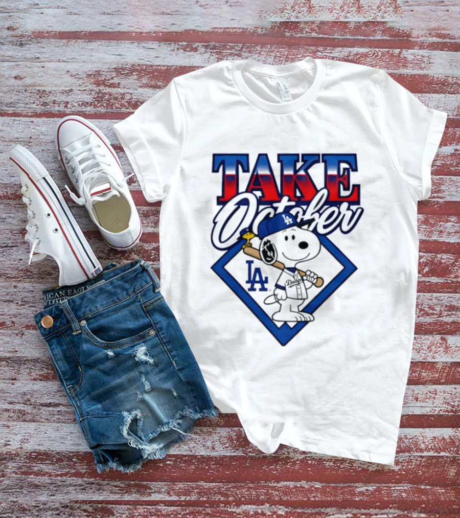 Los Angeles Dodgers Take October Snoopy Baseball Collaboration T-Shirt