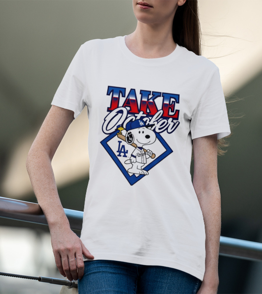 Los Angeles Dodgers Take October Snoopy Baseball Collaboration T-Shirt