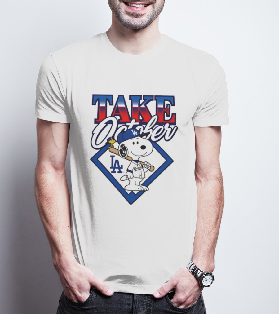 Los Angeles Dodgers Take October Snoopy Baseball Collaboration T-Shirt