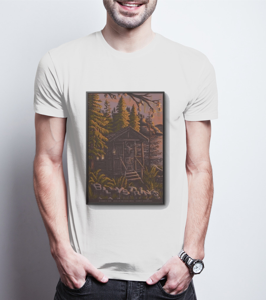 Billy Strings Concert Angel Of The Winds Arena Everett WA Oct 9 2026 Cabin Scene T-Shirt