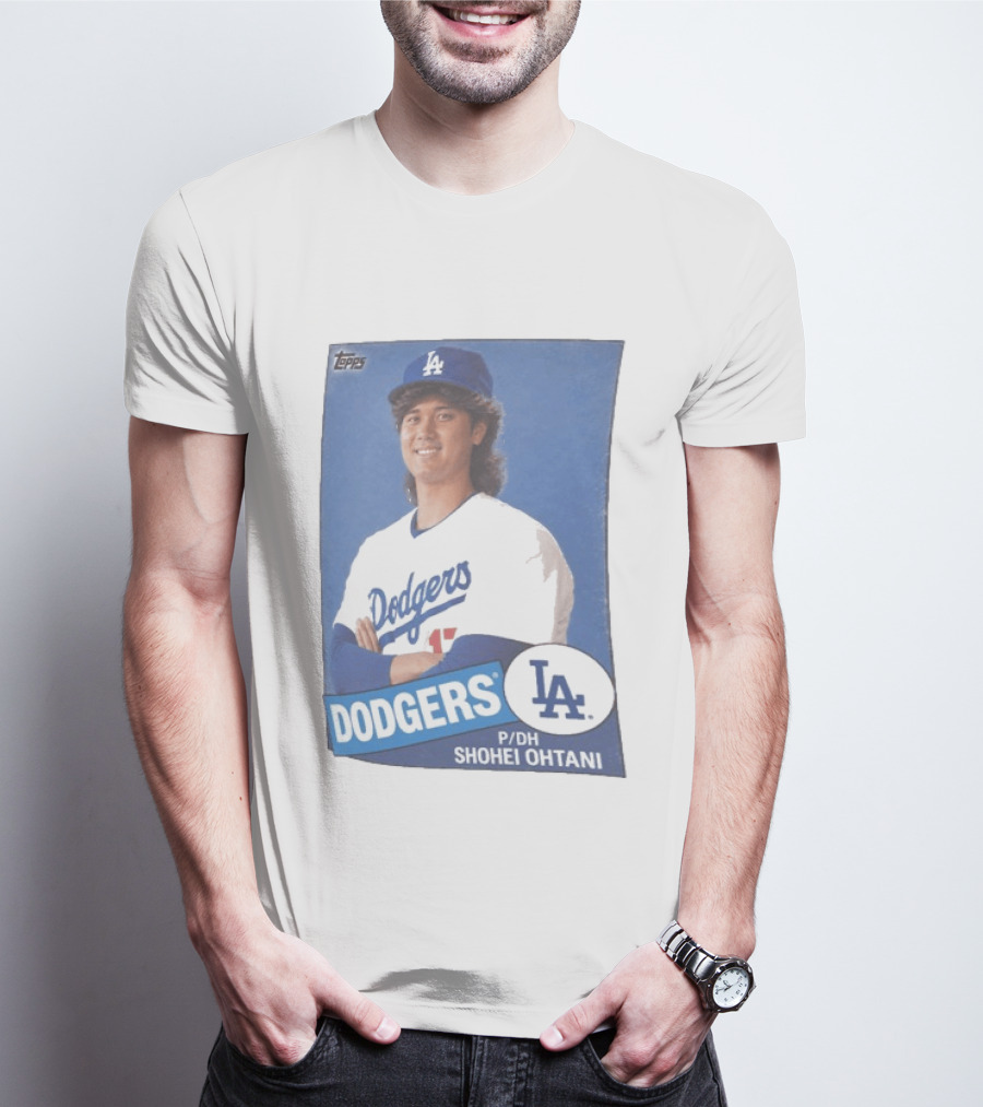 Shohei Ohtani Dodgers P/DH 80s Topps Los Angeles Baseball Card T-Shirt