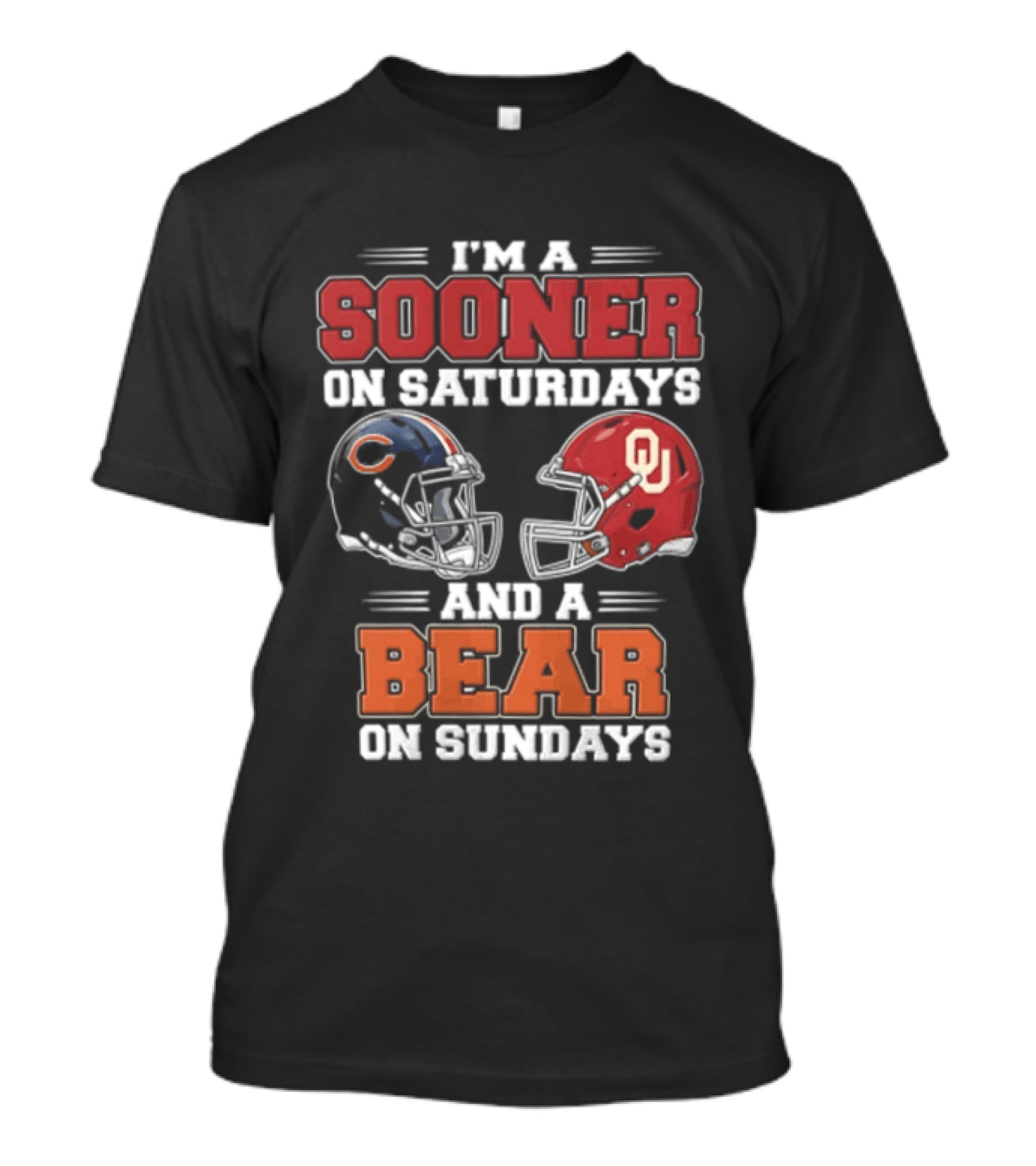 I'm A Sooner On Saturdays And A Bear On Sundays Football Helmets T-Shirt