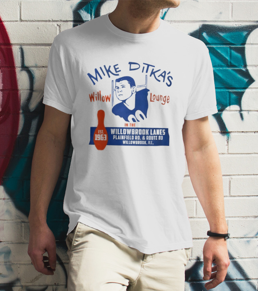 Mike Ditka's Willow Lounge Northwest Highway Chicago Retro Blue And Orange Appeal T-Shirt