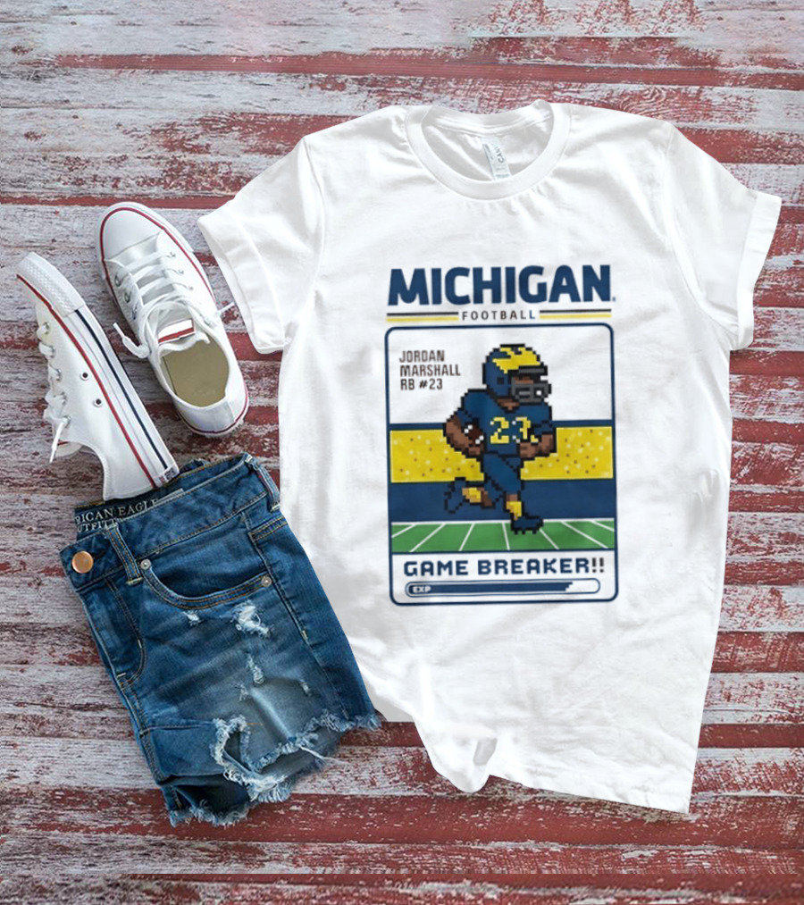 Jordan Marshall Michigan Football Game Breaker Pixel Art #21 T-Shirt