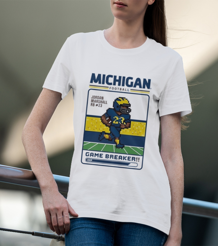 Jordan Marshall Michigan Football Game Breaker Pixel Art #21 T-Shirt