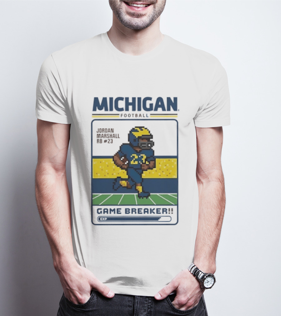 Jordan Marshall Michigan Football Game Breaker Pixel Art #21 T-Shirt