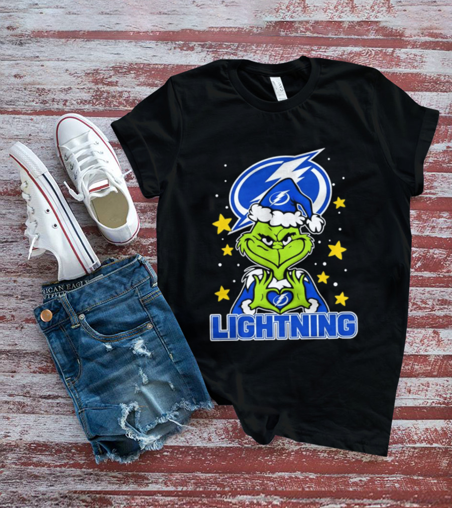 Tampa Bay Lightning Christmas Grinch Holiday Fan T-Shirt