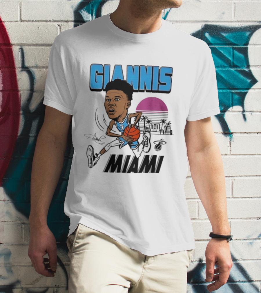 Giannis Antetokounmpo Vice City Miami Heat Caricature T-Shirt