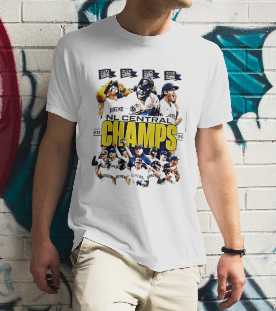 Milwaukee Brewers 2026 NL Central Champs Banner With Team Players T-Shirt
