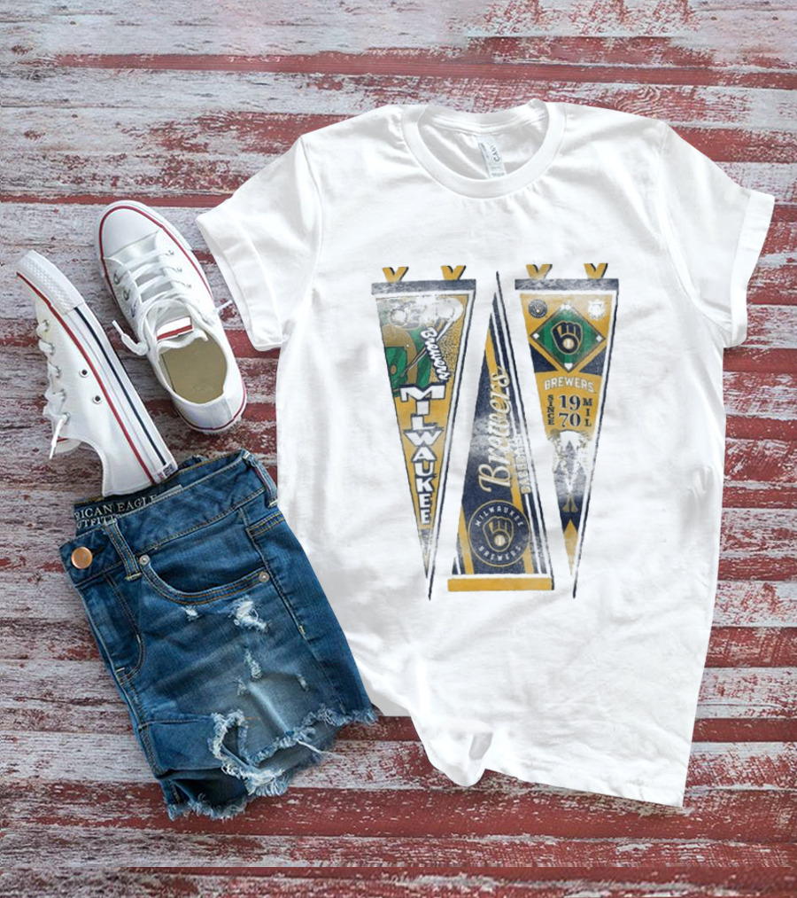 Milwaukee Brewers Pennants Since 1970 Victory Brewers T-Shirt