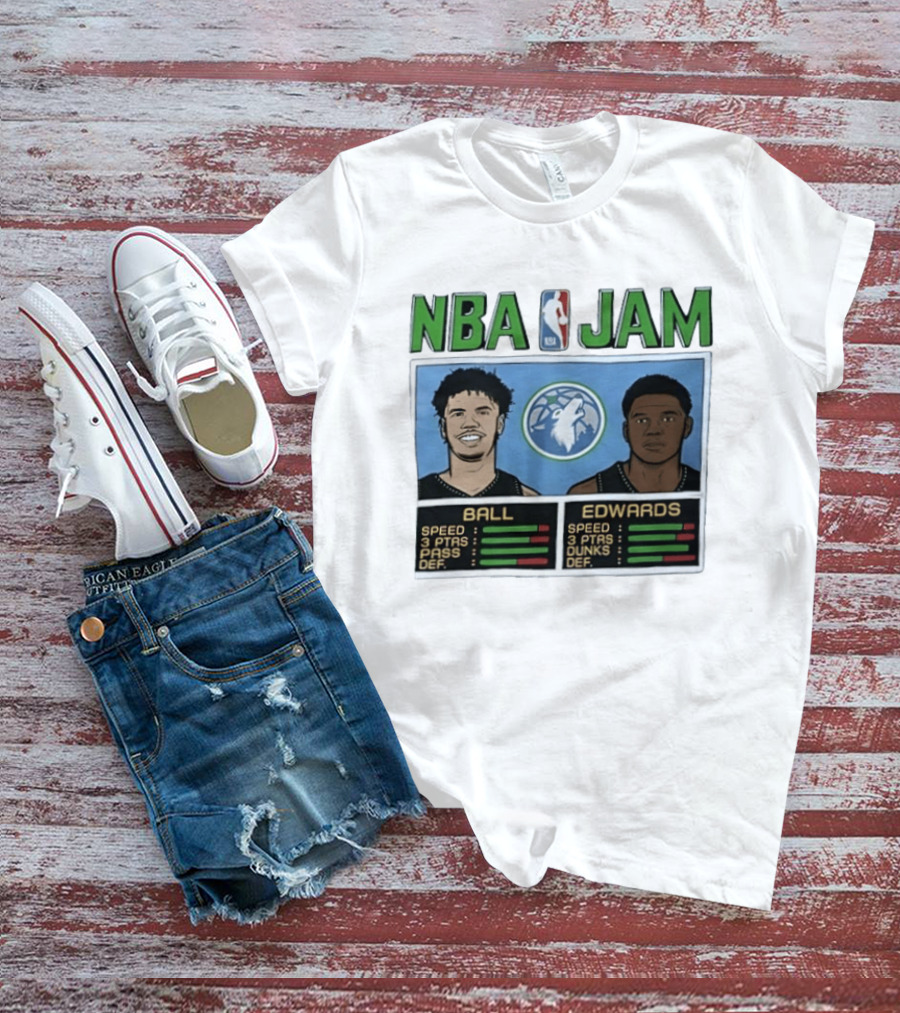 NBA Jam Minnesota Timberwolves LaMelo Ball Anthony Edwards T-Shirt