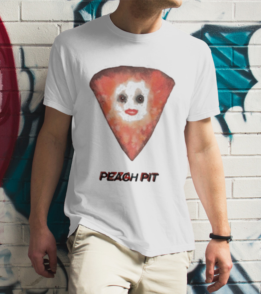 Peach Pit Pizza Slice Clown Face T-Shirt