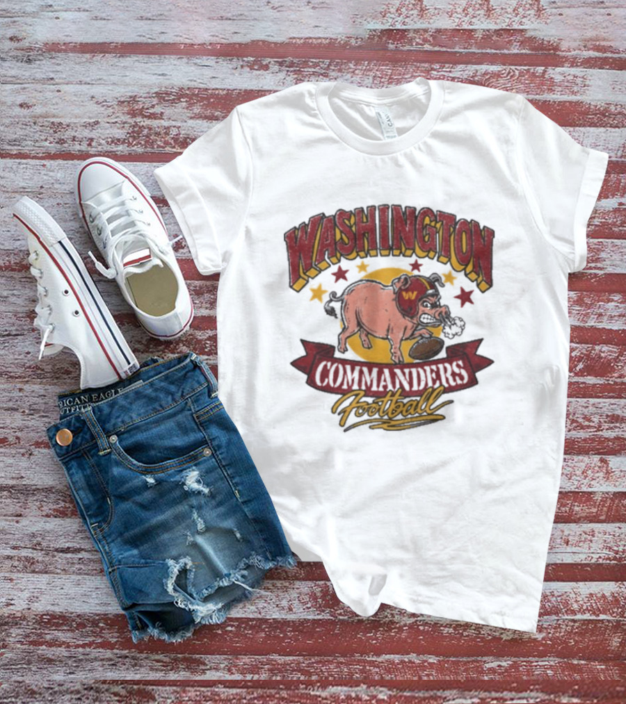 Washington Commanders Football Angry Pig Helmet Stars T-Shirt
