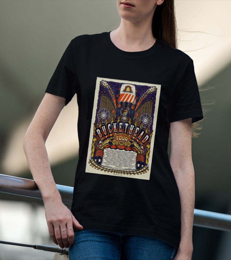 Buckethead 2026 Tour Psychedelic Rock Art With Guitars And Illustrations T-Shirt