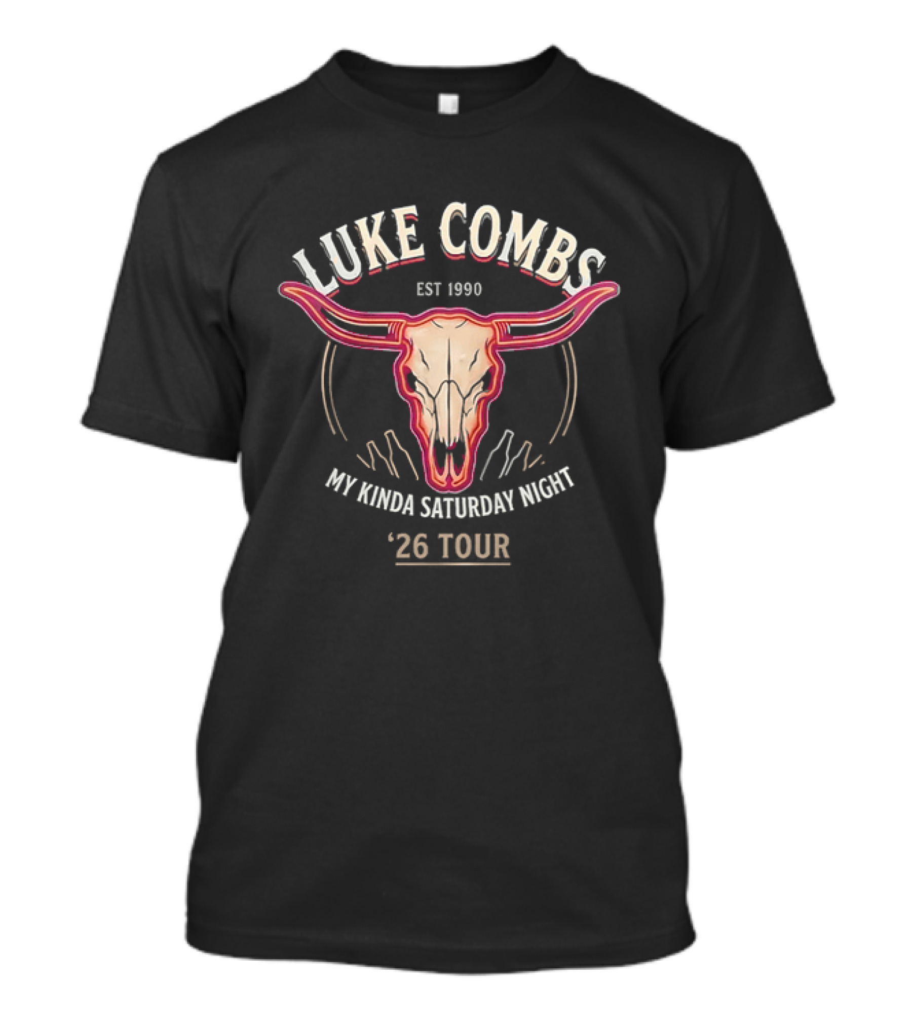 Luke Combs Est 1990 My Kinda Saturday Night 26 Tour Longhorn T-Shirt