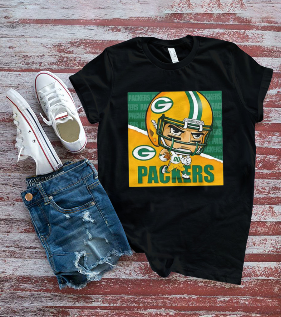 Green Bay Packers Chibi Player Helmet Packers T-Shirt