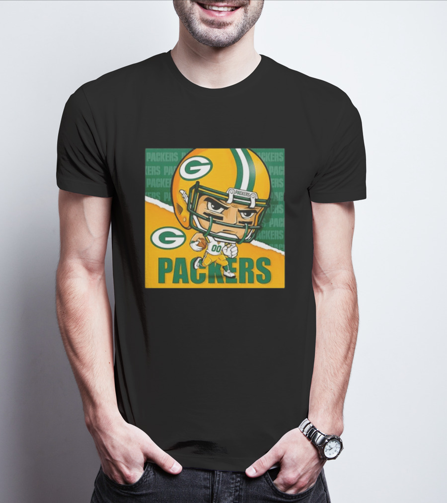 Green Bay Packers Chibi Player Helmet Packers T-Shirt