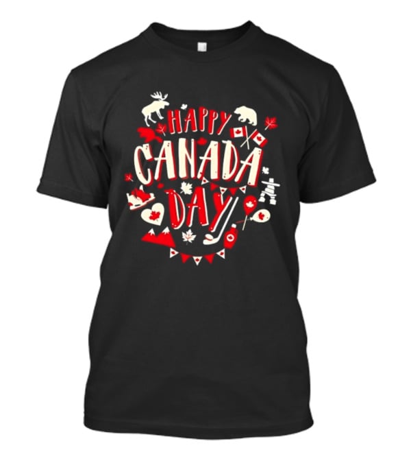 Happy Canada Day Moose Maple Leaf Flag Celebration T-Shirt