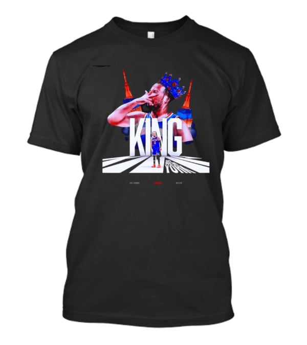 King Of New York Jalen Brunson Crown Basketball Statue Liberty Skyline T-Shirt