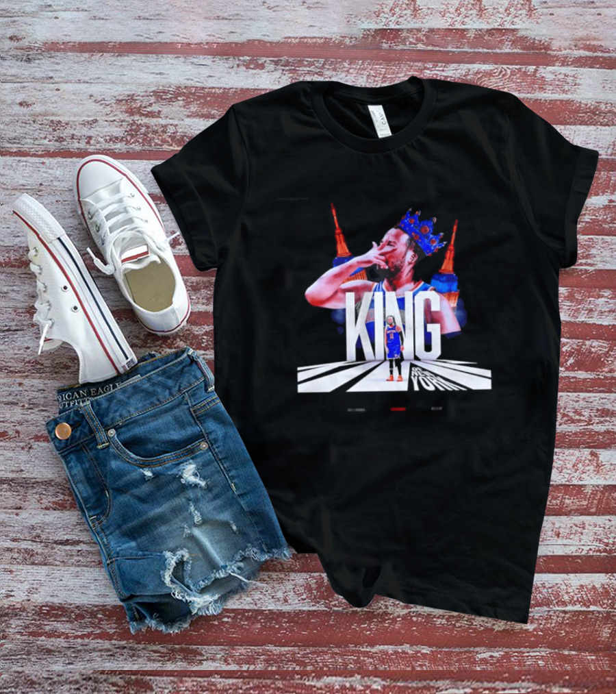 King Of New York Jalen Brunson Crown Basketball Statue Liberty Skyline T-Shirt