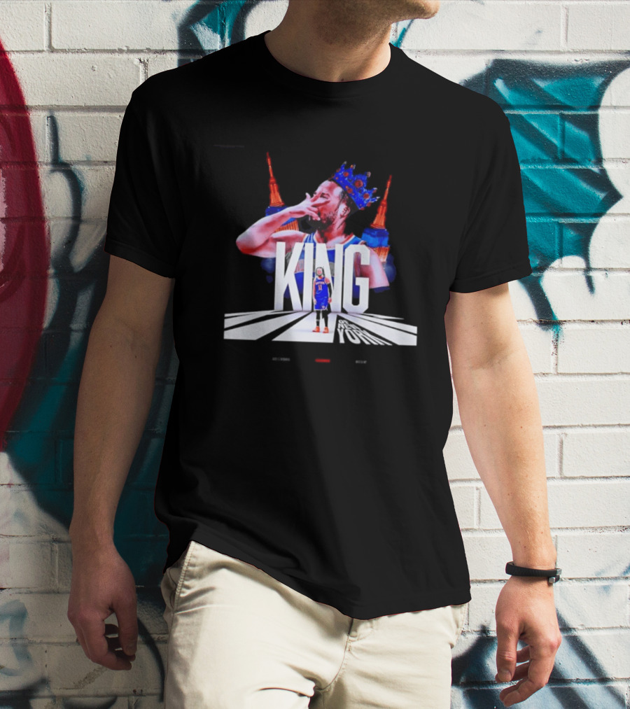 King Of New York Jalen Brunson Crown Basketball Statue Liberty Skyline T-Shirt